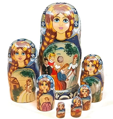 PXIWDAN Nesting Doll 7 Pieces Nesting Dolls Paint Creative Matryoshka Wood Stacking Nested Gift for Birthday Stacking Doll