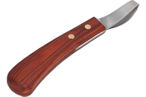 YRDGRG Hoof Knife, Double Edged Hoof Trimming Knife with Wooden Handle Horse Farrier Tool Non Slip Equine Grooming Loop Oval Hoof Shears Multipurpose Hoof Cutter for Cutting Horses Donkeys Cows Hooves