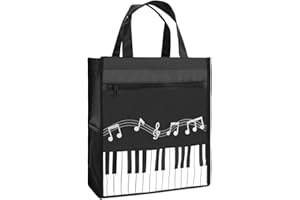 RINASTORE BestSounds Piano Keys Music Waterproof Oxford Cloth Handbag Tote Shopping Book Bag Gift for Kids & Students(Black) 2