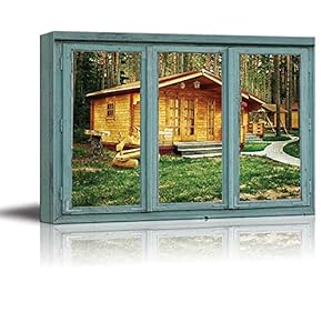 Cabins in a Rustic Campground - Forest Getaway - Canvas Art Home Art - 24x36 inches