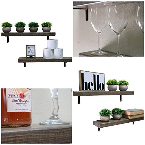 SDI Designs Rustic Farmhouse Floating Shelf Set, Wall Mounted Shelves