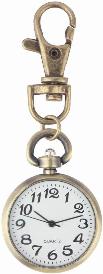 1CAwindwinevine Retro Bronze Quartz Vintage Pocket Watch Movement Keychain Keyring Watch Pocket Watch Round Dial Stationary