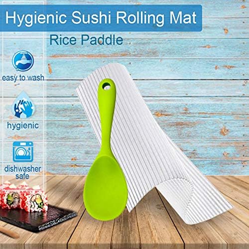 SchwartsCount Silicone Sushi Rolling Mat Large 30x35cm White Mat & Silicone Rice Paddle Spoon