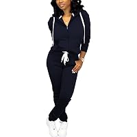Women's Two Piece Track Suit Set - Zipper Hoodie & Sweatpants, Casual Jogging Outfit, Pockets, Sizes Up To 4XL