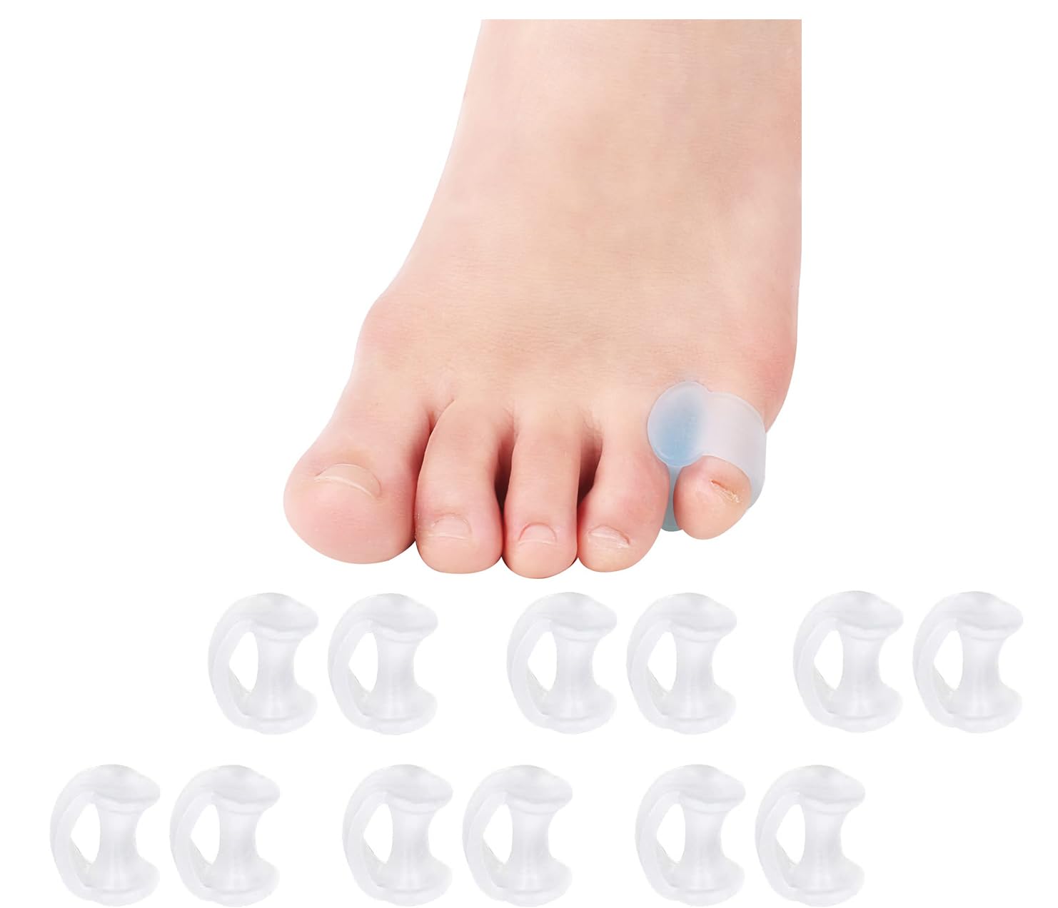 KAIAIWLUO Toe Separator,12 PCS Toe Separators for Overlapping Toes Gel Toe Spacers Toe Straightener Silicone Pinky Toe Spacers Little Bent Toe Cushions for Preventing Rubbing Relieve Pressure