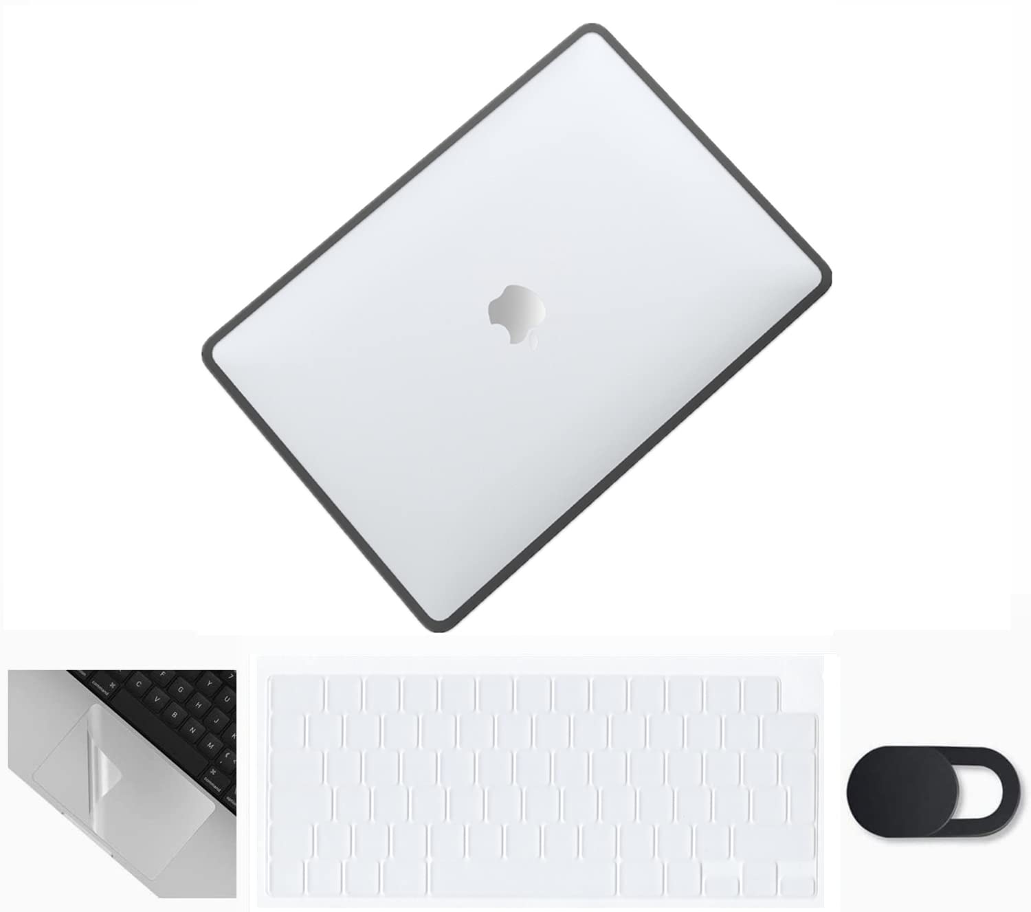 Se7enline Compatible with MacBook Pro Case 16 inch 2021 2022 2024 2023 M4 M3 M2 M1 A2485 A2779 A2991 A3403 TPU+PC Hard Shell Case&Keyboard Skin&Touchpad Protector&Webcam Cover,Transparent&Blac