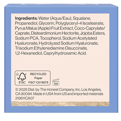 HONEST BEAUTY HYDROGEL CREAM WITH HYALURONIC ACID, JOJOBA, + SQUALANE | OIL FREE, LIGHTWEIGHT, MOISTURIZING | EWG VERIFIED, VEGAN + CRUELTY FREE | 1.7 FL OZ