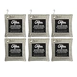 6-Pack Activated Bamboo Deodorizer Bags, 200g Natural Odor Eliminators, Charcoal Grey-Colored Air Purifying Bags with Hooks, Scent Absorber, Eco-friendly Odor Neutralizer for Home, Car, Shoes and more