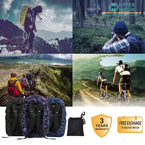 HYPER VENTURE Waterproof Backpack Rain Cover with Upgraded Extra Protection Anti Slip Buckle Strap - Ultralight Protector for Hiking, Camping, Hunting, Cycling and Traveling (Black S 26L-35L)