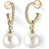 KZZENKI Pearl Earrings for Women, Sterling Silver Post Open Hoop Dangle Earrings Trendy Jewelry Gift