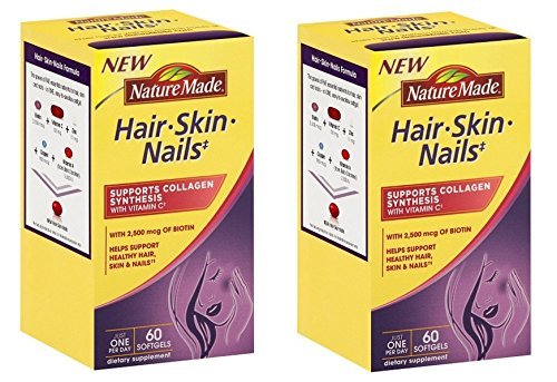 Nature Made Hair, Skin, Nails with Biotin Softgel, 2500 mcg, 60 Count (Pack of 2) Nature Made Hair, Skin, Nails with Biotin Softgel, 2500 mcg, 60 Count (Pack of 2)
