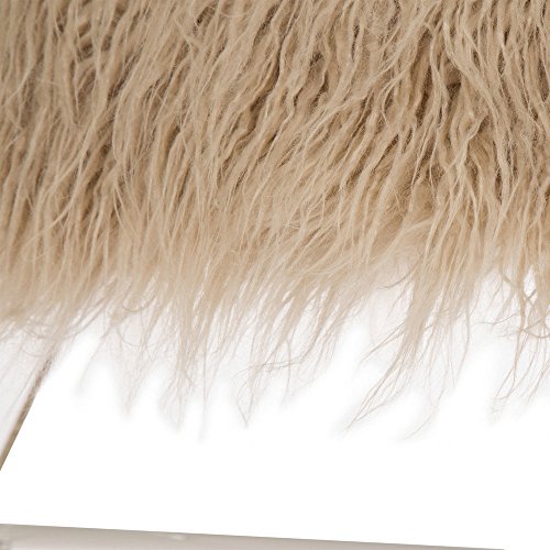 Glitzhome Luxurious Faux Fur Bench with Acrylic Legs Bedroom Furniture Khaki 25.59 Inch Length