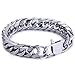Trendsmax 15mm Silver Tone Rombo Double Curb Cuban Link Mens Chain 316L Stainless Steel Bracelet 8inch