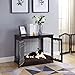 unipaws Dog Crate End Table with Pet Bed, Wooden Wire Dog Kennels with Double Doors, Modern Design Dog Crate Furniture for Indoor Use, Espressothumb 2