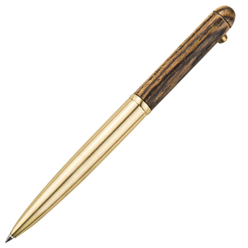 Gullor Handcrafted Wooden Ballpoint Pen, Made of Rosewood and Brass - Brownish Yellow Stripes