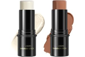 GOERTI 2Pcs Cream Contour Stick Bronzer Highlighter Makeup Stick Face Brightens or Shades Pencil Professional Shaping and Contouring Pen for a Flawless Look Waterproof Non-greasy Non-drying (02# 07#)
