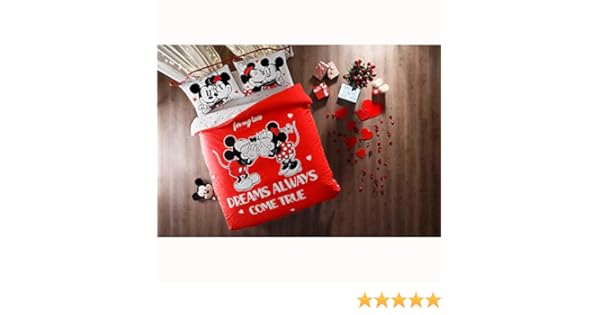 Duvet Cover Set Tac Disney Minnie Mickey Dreams Valentines Day Double Queen Size 100 Cotton 4 Pieces Duvet Covers Home Ourvagabondstories Com