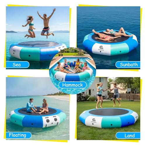 COOLWAVE Inflatable Water Trampoline 12FT Blue