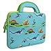 8.9-10.1 inch Kid Tablet Sleeve, Evecase Cute Dinosaurs Themed Neoprene Carrying Sleeve Case Bag for 8.9-10.1 inch Kid Tablets (Blue & Green Trim, with Dual Handle and Accessory Pocket)