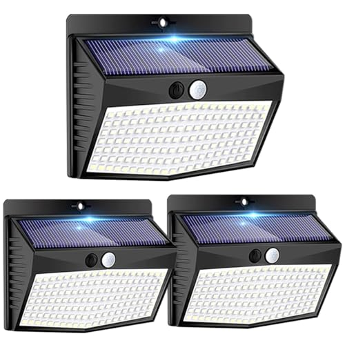 Peasur Solar Lights for Outdoor Use with Motion Sensor, [Pack of 3] Solar Lamp Outdoor 180° Super Bright Solar Light with Motion Sensor Security Wall Light 3 Modes IP65 Waterproof Wall Light Garden