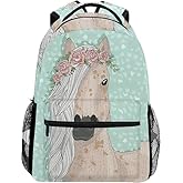 School Backpacks Flower Horse Student Backpack Big For Girls Kids Elementary School Shoulder Bag Bookbag