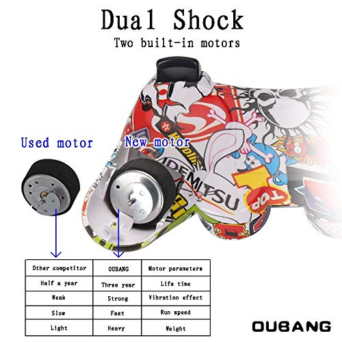 PS3 Controller Wireless Dualshock3 - OUBANG PS3 Remote,Best DS3 Joystick Gift for Kids Bluetooth Gaming Sixaxis Control Gamepad Game Accessories for PlayStation3 with Micro Cable (Street)