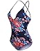 Ekouaer Womens One Piece Swimsuits (Navy Print, Medium=US 6-8)