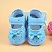 DZT1968® Baby Girl Cloth Soft Sole Round Dot Prewalker Mary Jane Shoes with Bowknot (0~6 Months, Blue)