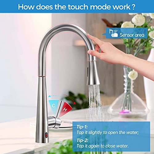Touchless & Touch Activation Pull Down Kitchen Faucet , ARRISEA High