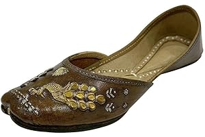 Stop n Style Women Leather Designer Punjabi Juttis Traditional Khussa Ethnic Mojari Handmade Shoes