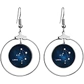 Libra Constellation Zodiac Sign Earrings Dangle Hoop Jewelry Drop Circle