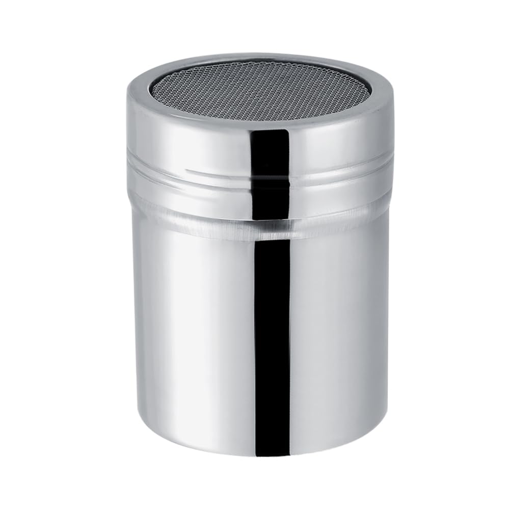 Powdered Chocolate Icing Sugar Shaker Duster Stainless Steel Flour Shaker Container with Lid Cocoa Powder Shaker Sifter (S)