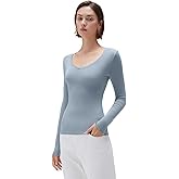 SUUKSESS Cloud Cashmere Women V Neck Fitted Long Sleeve Shirt Basic Soft Knit Tops