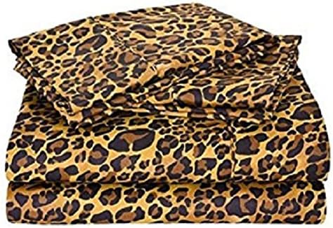 Ras Decor Linen Duvet Cover Set Emperor Size, Leopard Print, 5 Piece 400 TC Luxury Cotton Down Comforter Quilt Cover with Zipper Closure