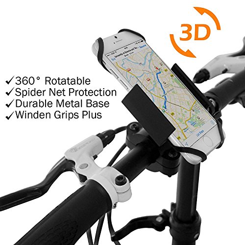 Universal Bicycle Phone Mount for Motorcycle - Bike Handlebars, Adjustable, Fits iPhone 6, 6s, 6s Plus, iPhone 7, 7 Plus, Galaxy S7, S6, S5, Holds Android Smartphones Or Any Phones Up To 3.7" Wide