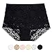Eve's temptation Janice Women's High Waist Lace Breathable Panties-Black