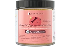 kin+kind Hip+Joint Supplement Dogs & Cats - Vet Formulated Natural Formula with Organic Turmeric, Black Pepper and Coconut - 