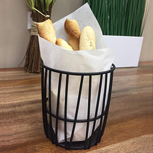 G.E.T. Enterprises Black Round Metal Wire Breadstick Holder Iron Powder Coated Specialty Servingware Collection 4-32038 (Pack of 1)