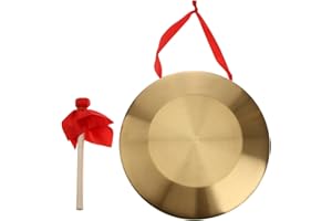 Vaguelly 12.6 Inch Copper Gong Set Traditional Chinese Percussion Instrument with Wooden Hammer and Hanging String for Music Performance