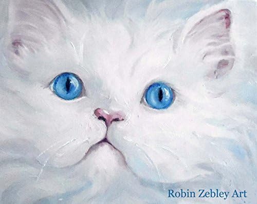 White Persian Cat Fine Art Print from Original Oil Painting, signed by Artist, 8" x 10"