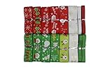 H YOUNG 32yards/lot 25mm Grosgrain Christmas Pattern Winter Holiday Ribbon and snowflake, Christmas trees, Santa Clause and Christmas wish for Holiday Hair Bows,Gift Wrapping.