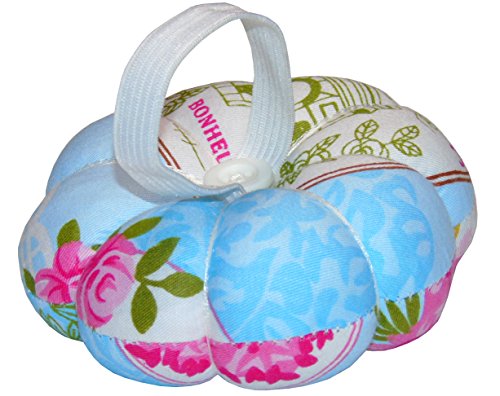 Lontenrea Pumpkin Pin Cushion Wearable Wrist Needle Pincushions (Pattern Tend to Blue + Pink)
