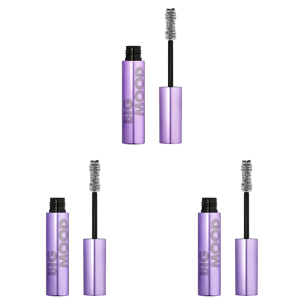e.l.f. Big Mood Mega Volume & Lifting Mascara, Bold Volume & Instant Lift, Creates Long-Lasting Voluminous Lashes, Deep Brown, 1.1 Oz (10mL) (Pack of 3)