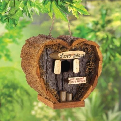 Wood Heart Shaped Love Shack Birdhouse