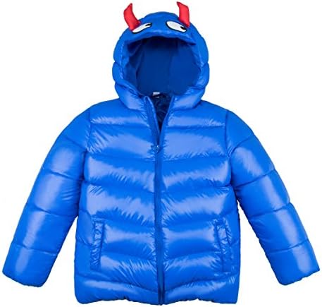Kids Powder Puffer Jacket, Lightweight Down Jacket Coat, Children Winter Outwear with Hood for Boys Girls, Blue, 110