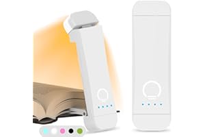 HIONXMGA Book Reading Light,Silent Touch Lamp for in Bed,Rechargeable Clip on Booklight with 3 Amber Colors & Precise Dimming Night Reading,Best Gift Lovers,Kids,White