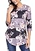Asvivid Womens Three Quarter Sleeve Ladies Baseball Shirt Floral Print Blouse Tops XXL Brown