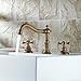 Ollypulse Double Cross Handles High Arc Widespread Bathroom Sink Faucet (Antique Brass)
