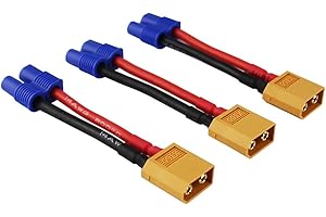 OliYin 3pcs XT60 XT-60 Male to EC3 Female Connector Adapter Wire for RC Lipo Battery 14awg 1.96inch Cable (Pack of 3)
