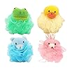 4 Pieces Bath Sponge for Children,Bath Shower Sponge Loofahs,Children's Cute Animal Mesh Bath Shower Sponge,Suitable for…